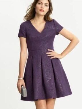 Banana Republic Brocade Cocktail Mini Dress Purple Size 0 NEW